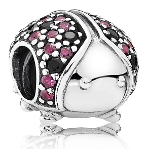 Charm Pandora Mariquita Pavé Negro y Rosa