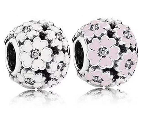 Charm Pandora Margaritas Esmalte Blanco y Rosa