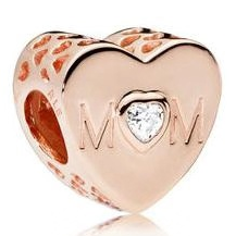 Charm Pandora Corazón Mom Baño Oro Rosa