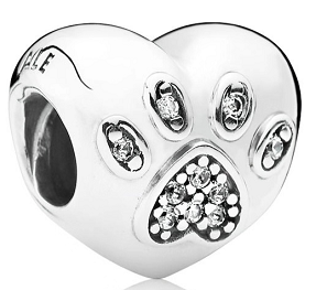 Charm corazón huella de mascota pavé Pandora