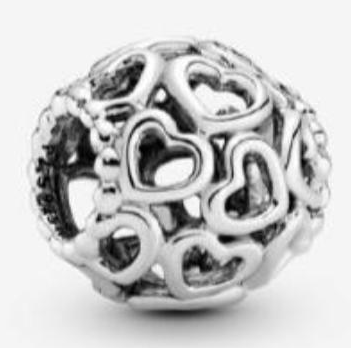 Charm bola calada de corazones Pandora
