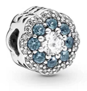 Charm flor piedras azules halo Pandora