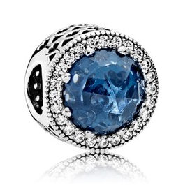 Charm Pandora halo corazón calado azul acero
