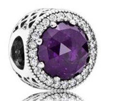 Charm Pandora halo corazón calado morado amatista