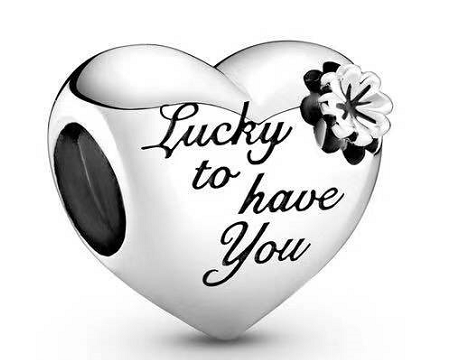 Charm Pandora corazón grabado Lucky to have You