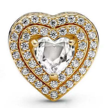 Charm Pandora corazón dorado halo doble circonias