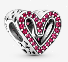 Charm Pandora corazón pavé fucsia con línea