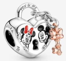 [CH770] Charm Pandora candado corazón Mickey y Minnie