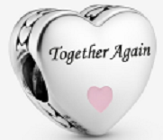 Charm corazón Together Again plata esmalte rosa