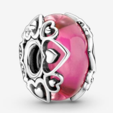 Charm cristal rosa coronas y corazones plata