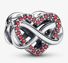 Charm corazón infinito plata pavé circonias rojas