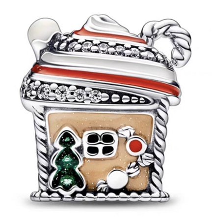 [CH803] Charm casita de jengibre navideña esmalte multicolor