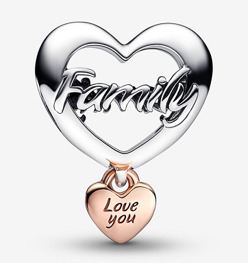 Charm corazón Family colgante Love You oro rosa