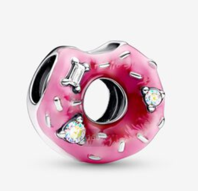 Charm dona glaseado rosa con circonias Pandora