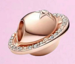 Charm planeta Saturno baño oro rosa con circonias Pandora