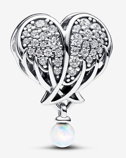 Charm alas de ángel corazón con dije ópalo Pandora