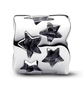 Charm cuadrado estrellas grabadas plata Pandora