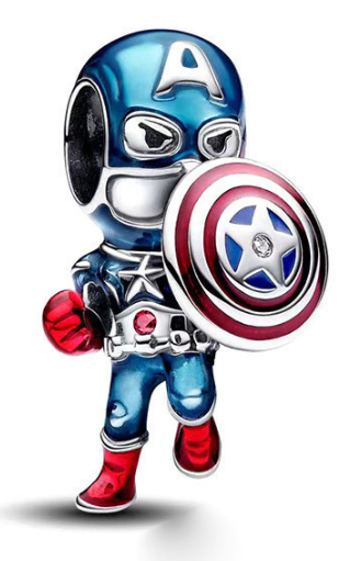 [CH841] Charm Capitán América con escudo esmalte Pandora