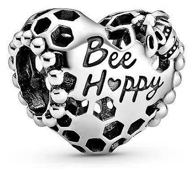 Charm corazón panal abeja plata
