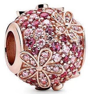 Charm racimo baño oro rosa flores
