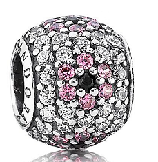 Charm bola pavé rosa con circonia negra