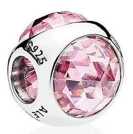 Charm bola circonia rosa facetada grande