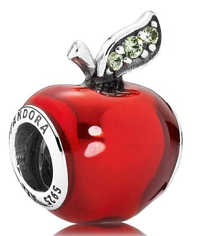 Charm manzana roja esmalte hoja circonias verdes