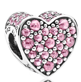 Charm corazón burbujas pavé circonias rosa