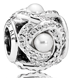 Charm bola espiral pavé perlas cultivadas