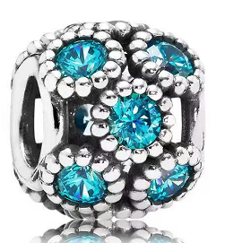 Charm bola flor circonias azul turquesa
