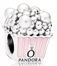Charm cubeta de palomitas esmalte rosa Pandora