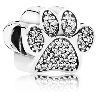 Charm huella de pata pavé circonias transparentes