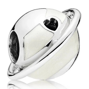 Charm planeta Saturno Pandora esmalte blanco