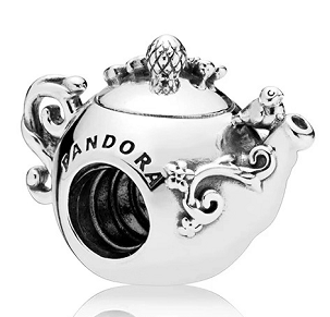 Charm tetera Pandora plata detalles ornamentales