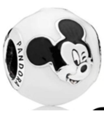 Charm Mickey Mouse Pandora esmalte blanco y negro