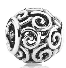 Charm bola calada espirales plata envejecida