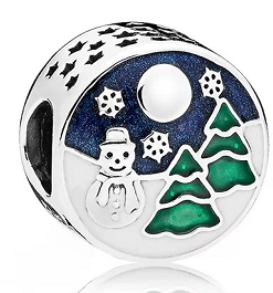 Charm muñeco de nieve escena invernal esmalte