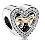 Charm corazón contorno circonias moño oro rosa