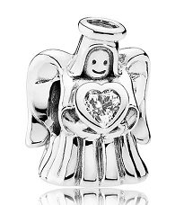 Charm ángel guardián corazón pavé plata