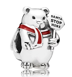 Charm oso polar Santa Stop Here bufanda roja
