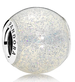 Charm bola esmalte blanco con brillos Pandora
