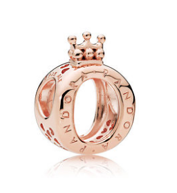 [CH1194] Charm letra O corona baño oro rosa Pandora