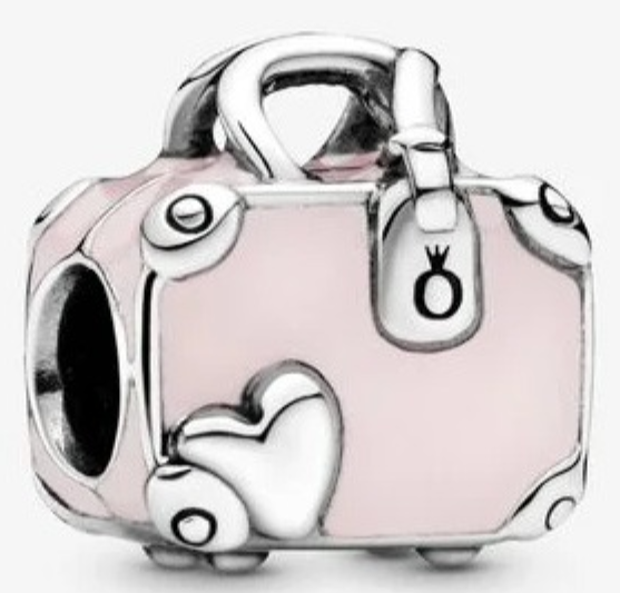 [CH1199] Charm maleta de viaje rosa con corazón Pandora