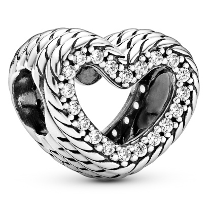 Charm corazón anudado con pavé de circonias Pandora