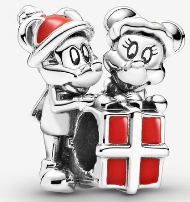 Charm Mickey y Minnie con regalo navideño Disney