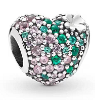 Charm corazón pavé rosa y verde Pandora