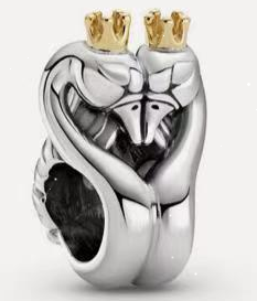Charm Pandora cisnes corona baño dorado
