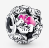 Charm Calado Flores Pensamiento Rosa