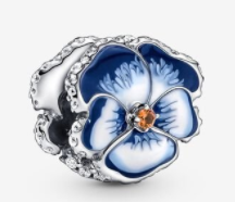 Charm Flor Pensamiento Esmalte Azul
