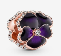 Charm Flor Pensamiento Morado Baño Oro Rosa